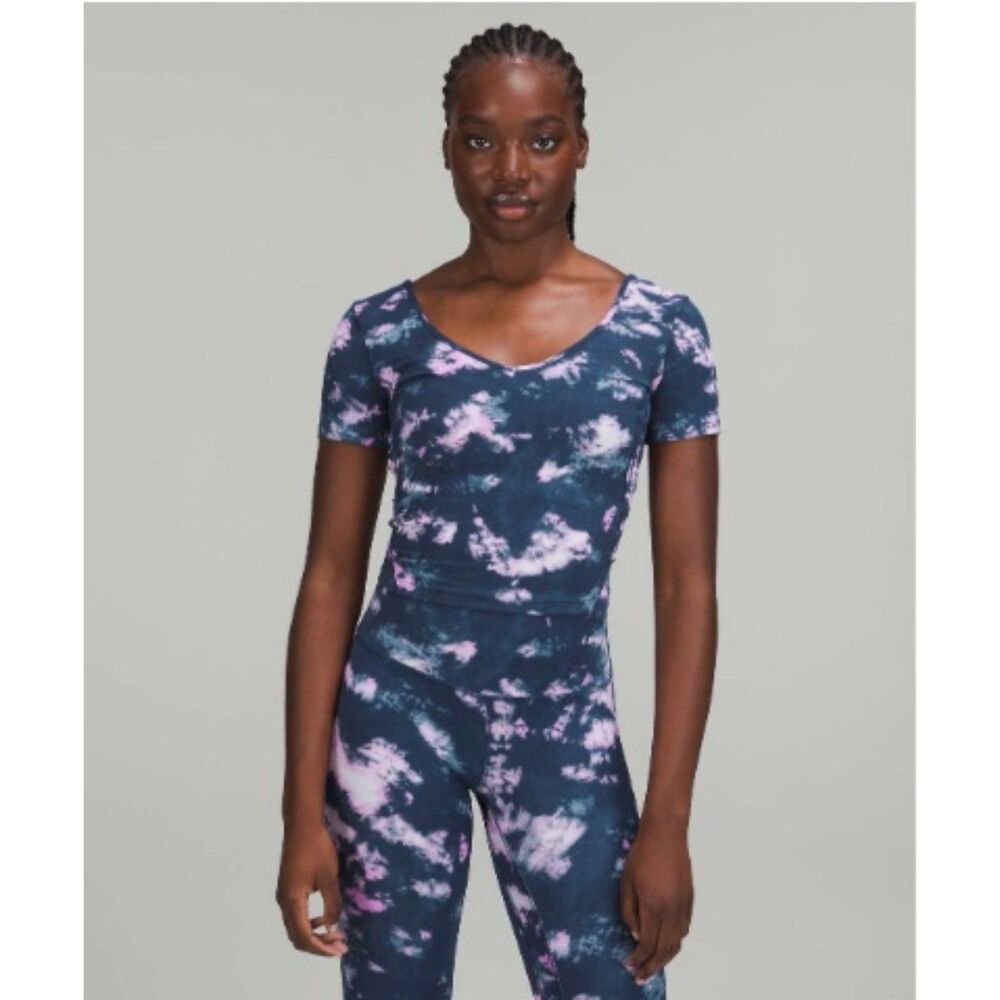 NWT Lululemon Align T-Shirt Circulate Tie Dye Mineral Blue Top 10